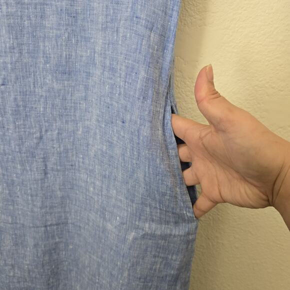 Uncle Frank Women's Spring Blue Linen Tunic Dress Size XS Pockets *Tag Removed - Picture 5 of 11